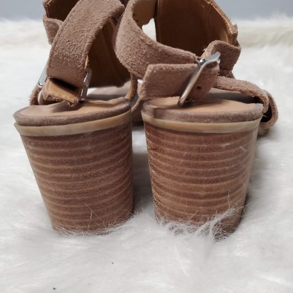 Franco Sarto Womens Harlet 2 Dress Sandals Suede Perforated Taupe, 9 - Picture 5 of 9